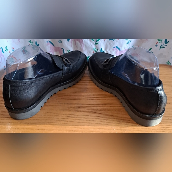 NWOT Aquatalia Feliciana Black Smooth Leather Chunky Preppy Loafer Shoe SZ 6.5 - Picture 4 of 10